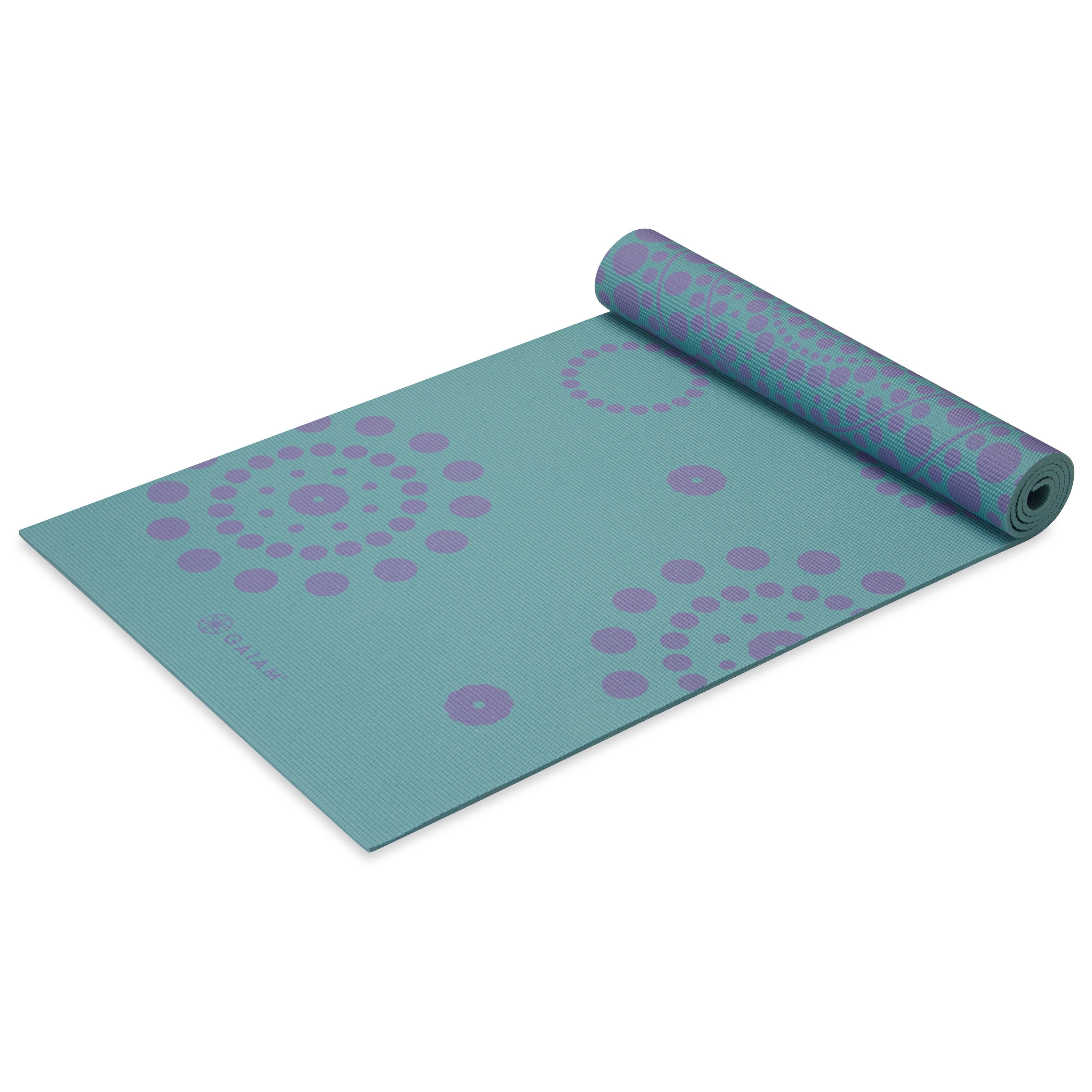 Gaiam Premium Reversible Aqua Trance Yoga Mat (6mm) top rolled angle reverse